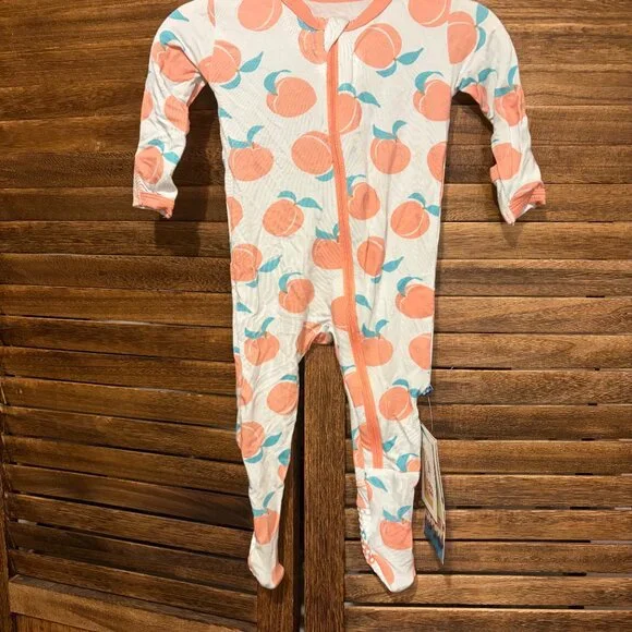 Kickee Pants Kids Long Sleeve Zipper Footie Pajama Fresh Air Peaches