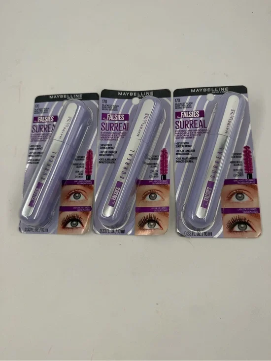 Lot of 3-Maybelline Falsies SURREAL Extension Mascara-Blackest Black #170