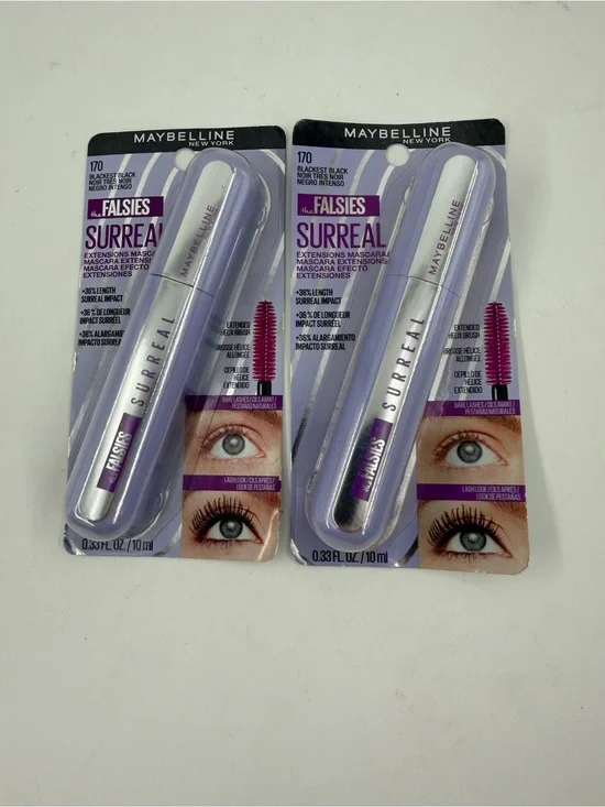 Lot of 2 - Maybelline Falsies SURREAL Extension Mascara - Blackest Black #170