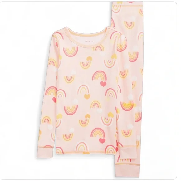 Nordstrom Glow In the Dark‎ Kids Toddler Rainbow Pajama Set Pink 3T