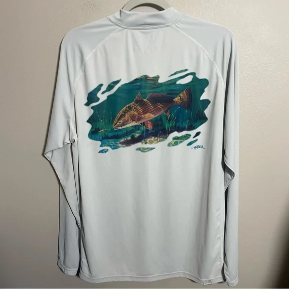 Simms Solarflex LS Crewneck Artist Series Martinez Redfish Grey