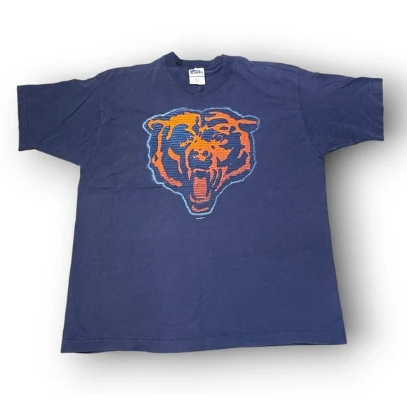 Vintage 1996 Chicago Bears Pro Player T Shirt XL Single Stitch NFL Navy Blue