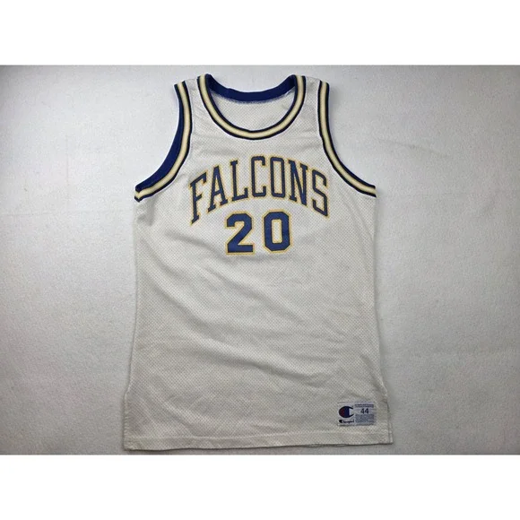 Vintage Russell Athletic Falcons #20 Basketball Jersey Made In USA White Size 44