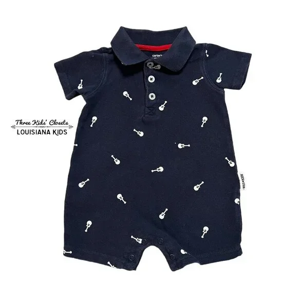 Carter's 3m Navy Blue Guitar Polo Romper