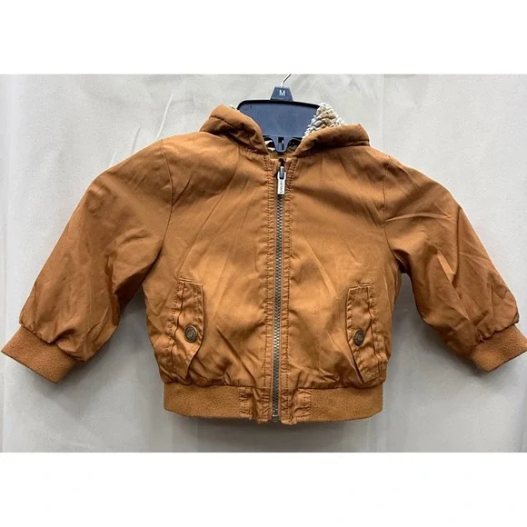 Carters Baby Boys Brown Hooded Bomber Jacket Fleece Lined 18M‎ C2206136-CT