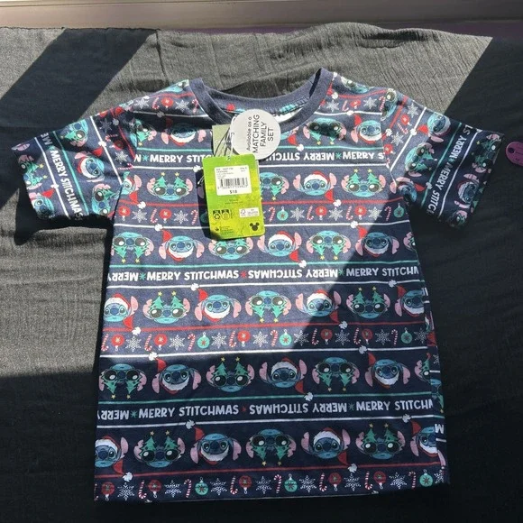 Stitch‎ Christmas PJ Shirt Only Size 6 Kids NWT