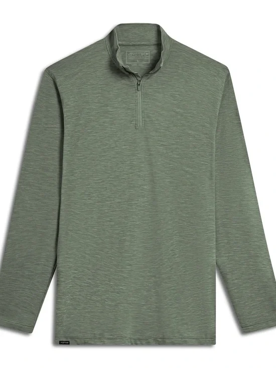 NWT Anetik Men’s Low Pro Tech L/S Quarter Zip Heather Green Sz XL