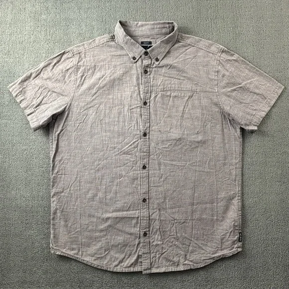 PrAna Shirt Adult Extra Large Red Button Up Short Sleeve Slim Fit Casual Men's