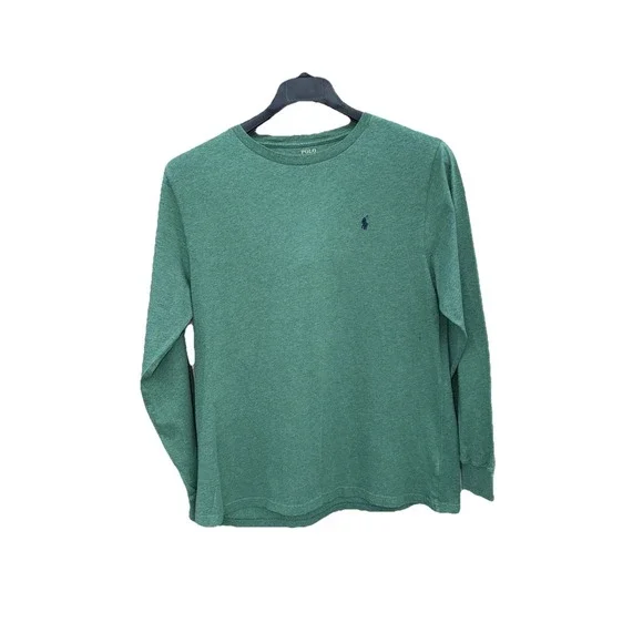 POLO Ralph Lauren Shirt‎ XL /(18-20  )Green Long Sleeve Jersey Cotton Pony Logo.