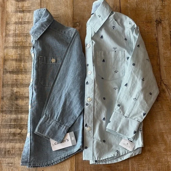 NWT Carter's Boys' Chambray and Striped Shirts 3t