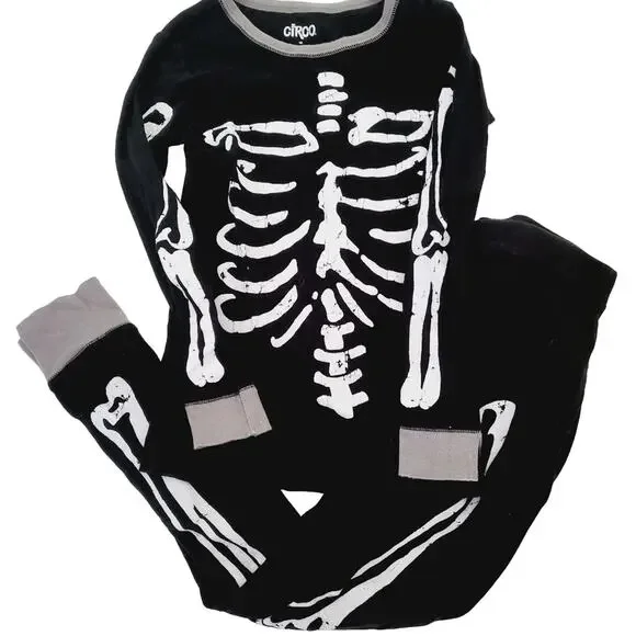 10 skeleton cotton pajamas set