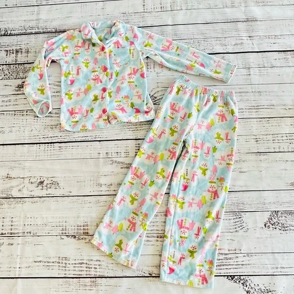Girls snowman pajama set! Size 8