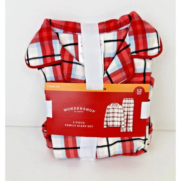 New Wondershop Toddler Sz 12mo Plaid Matching Family Pajama Sleep Christmas