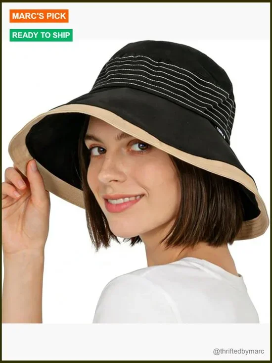 Wide Brim Packable Bucket Hat for Women UV Sun Protection Foldable Beach Cap