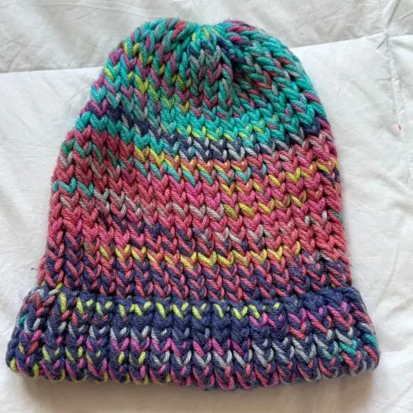 Multi colored knit‎ beanie handmade
