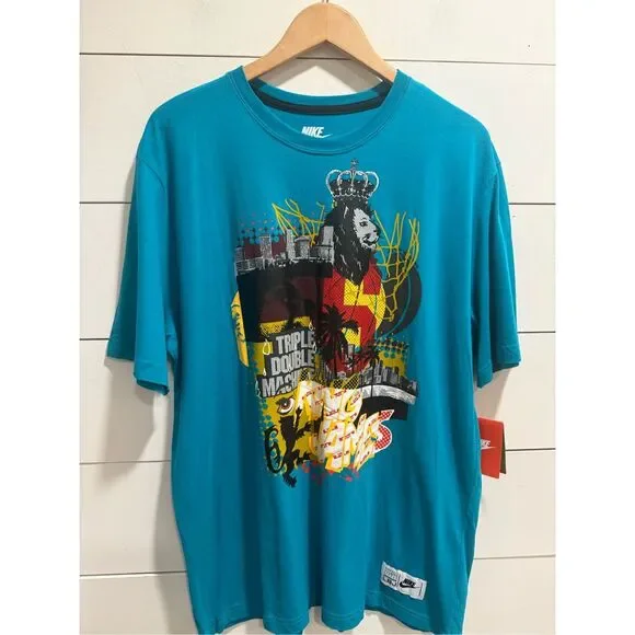 NWT Nike Mens LeBron King James Triple Double Machine Blue Basketball T-Shirt XL
