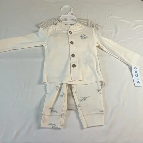 Carter's Beige Kids Pajama Set with Animal Print‎
