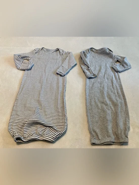 Carter's White and Black Striped & Gray Baby Gown Set