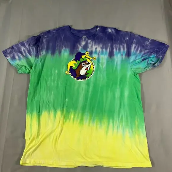 Buc-ee’s T-Shirt‎ Mens 3XL Tie-Dye Mardi Gras Peace Love Beaver Graphic Tee
