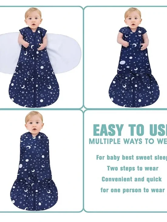 Navy Moon & Stars Baby Sleep Sack Pajamas - EUC - newborn - 6 months