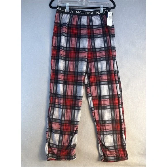 Nautica Fleece PJ Pants Size XL(14/16) Grey Plaid Boys