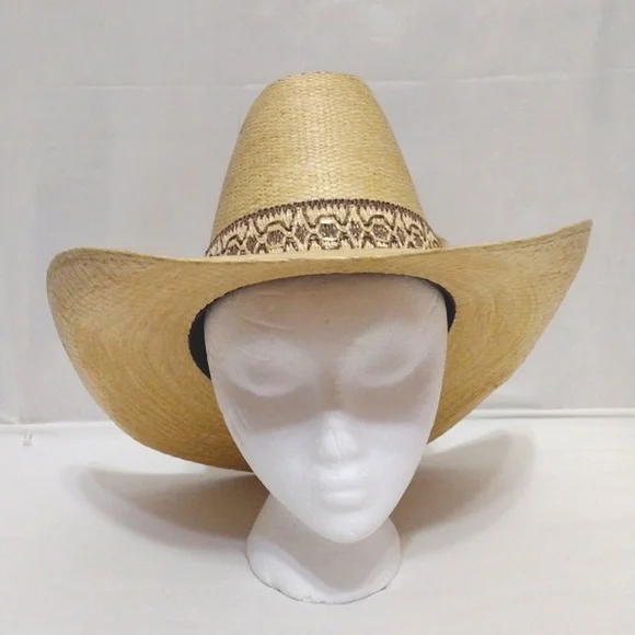 WARDS Western Boho Straw Hat Unisex Size 7.25 Cowgirl Cowboy Festival Chic