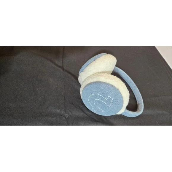 True Religion Lt Blue Sherpa Earmuffs Horseshoe Logo Women's Spring Earmuffs