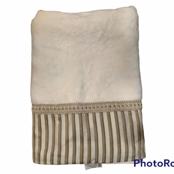 Sherry Kline taupe stripe embellished decorative bath towel 100% cotton 50x27
