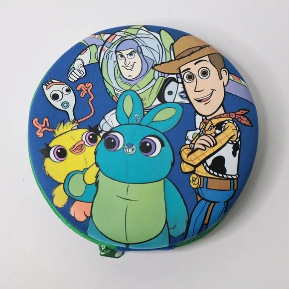 Disney Parks Toy‎ Story 4 Round Blue Pencil Case Woody Buzz Forky Ducky Bunny