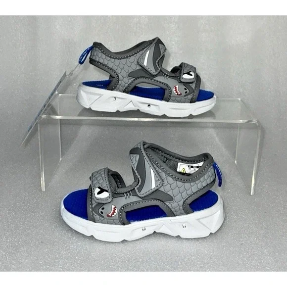 Carter's Tanis Shark Light Up Sandals Adjustable Straps Toddler Boys Size 6M NEW