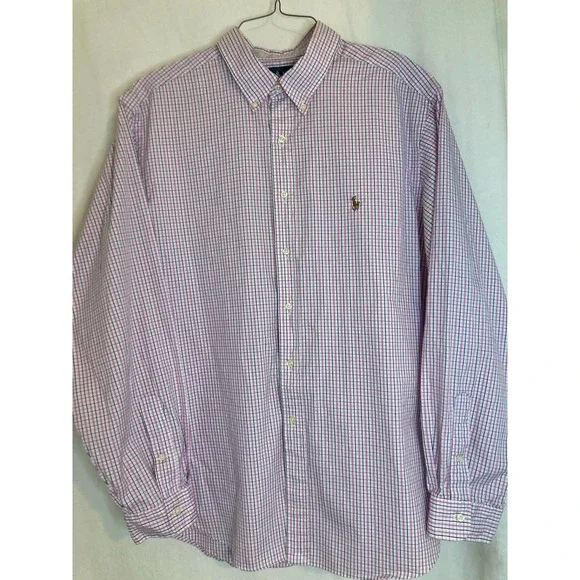 Polo‎ Ralph Lauren Mens Long Sleeve Button Down Size 18 Classic Fit Pink