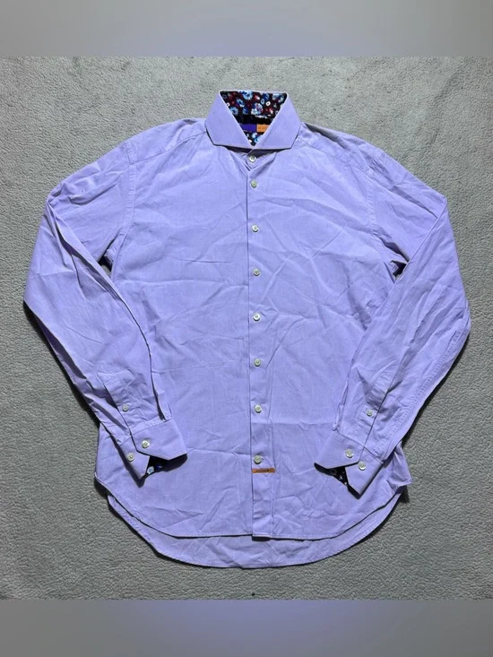 Nodus Shirt Mens 15/40 Light Blue Button-Up Dress Shirt Collared Office Work Tee