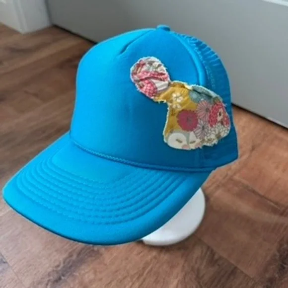 Otto Trucker Hat Women OS Blue Maui Floral Patch Snapback Cap Hawaiian Aloha