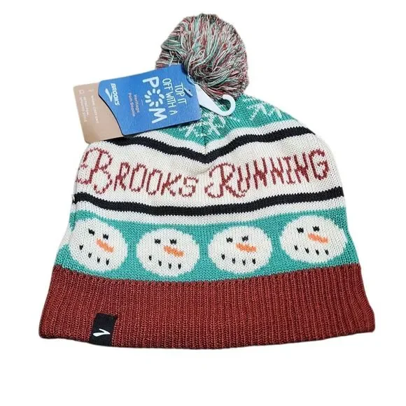 Brooks Unisex Running Beanie Snowman Hat NWT
