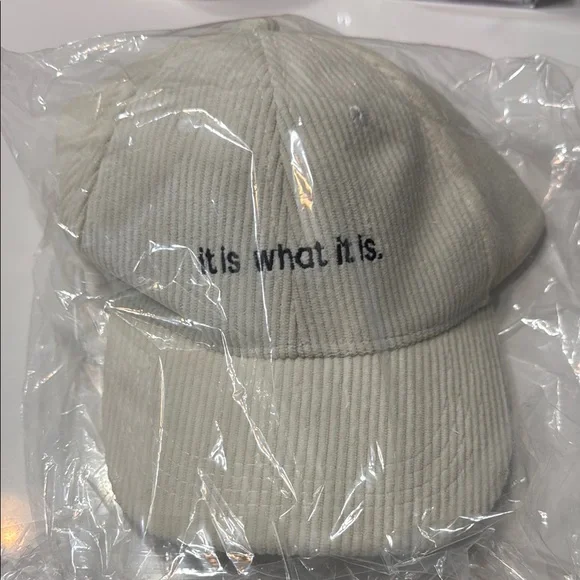 💜3/$12💜 Tan Corduroy Baseball Hat with Embroidered Text