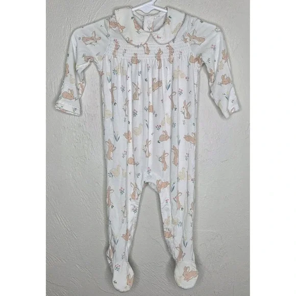 Angel Dear Baby Girl 3-6 Months Bamboo Snap Closure Bunnies Ducks Collar Soft