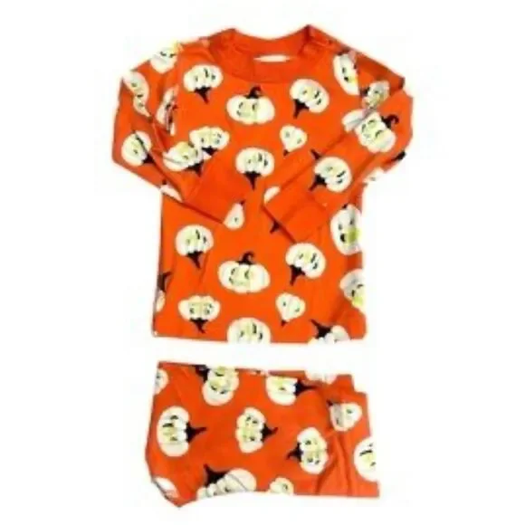 Hanna Andersson Pumpkin Print Long John Pajama Set Sz 120cm