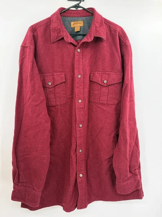 St. John’s Bay Burgundy Button Down Long Sleeve Flannel Shirt Size XLT