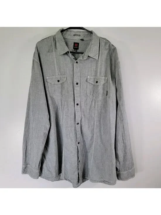 Ocean Current Y2K Gray Button Down Shirt Mens XXL Western Cowboy Rodeo Office