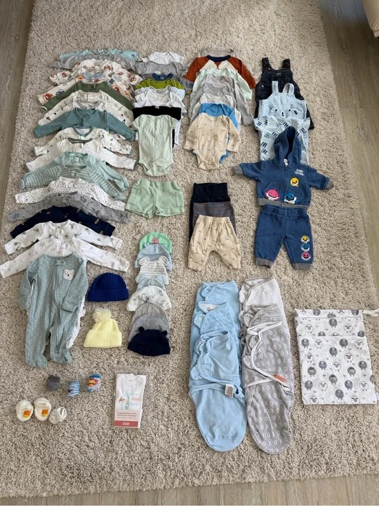 Newborn/0-3 Months Baby Boy Clothing Bundle - 68 Pieces