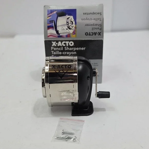 VTG 2003 X-ACTO BOSTON KS DELUXE PENCIL SHARPENER WALL MOUNT MANUAL CHROME NIB
