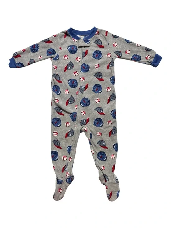 Carter's Gray Baseball Print Footie Pajamas Size 18 Months