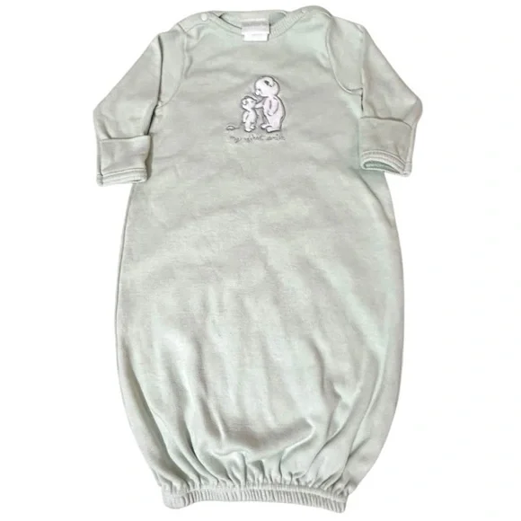 Vintage Carters Green Baby Gown with Bears 0-3 months