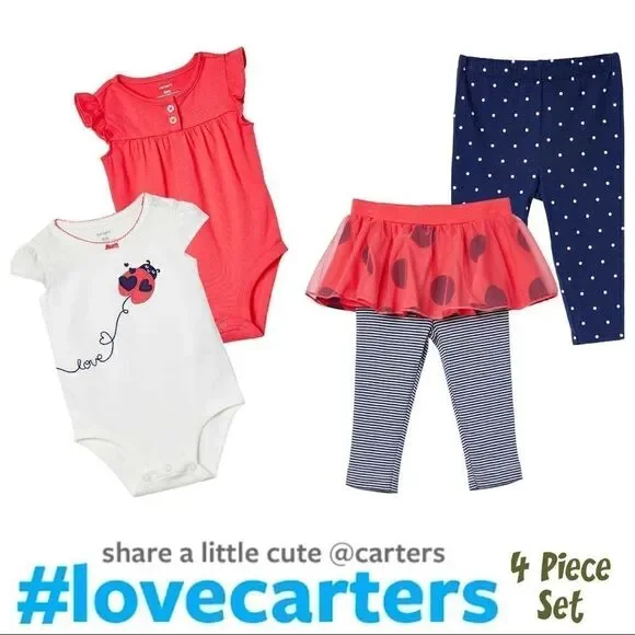 NEW! CARTER’S Kids' Girl's Adorable 4-piece Set, Ladybug