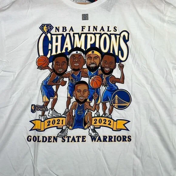 Golden State Warriors cartoon team portrait‎ NBA Finals T-Shirt -NWT Men X-Large
