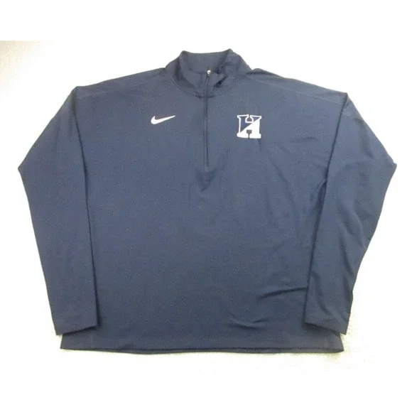 Nike Running Sweatshirt Mens Large Blue Long Sleeve Zip Pullover‎ Dri-Fit Hockey