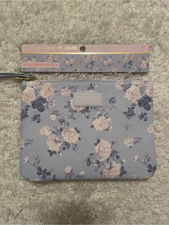 LoveShackFancy x Target Yoobi Everblooming Rosettes flat zip Accessory Pouch NWT