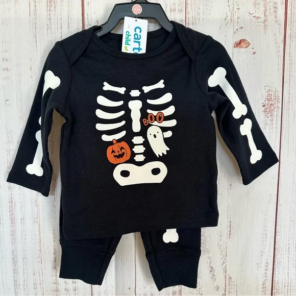 Carters Child Of Mine kids Boo skeleton bones  2 piece set