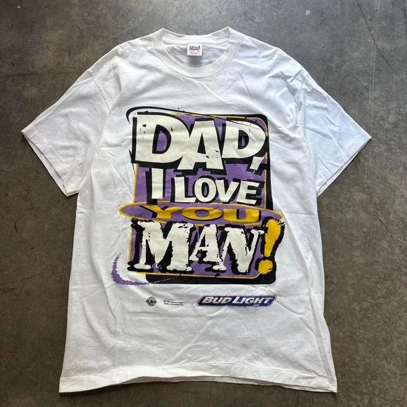 Vintage 90's Bud Light Dad I love you Man T Shirt Size XL Single Stitch