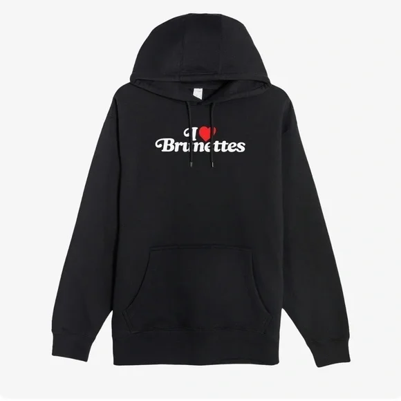 Black 'I Love Brunettes' Hoodie Connor Tomlinson Spectrum Hoodies Large NEW